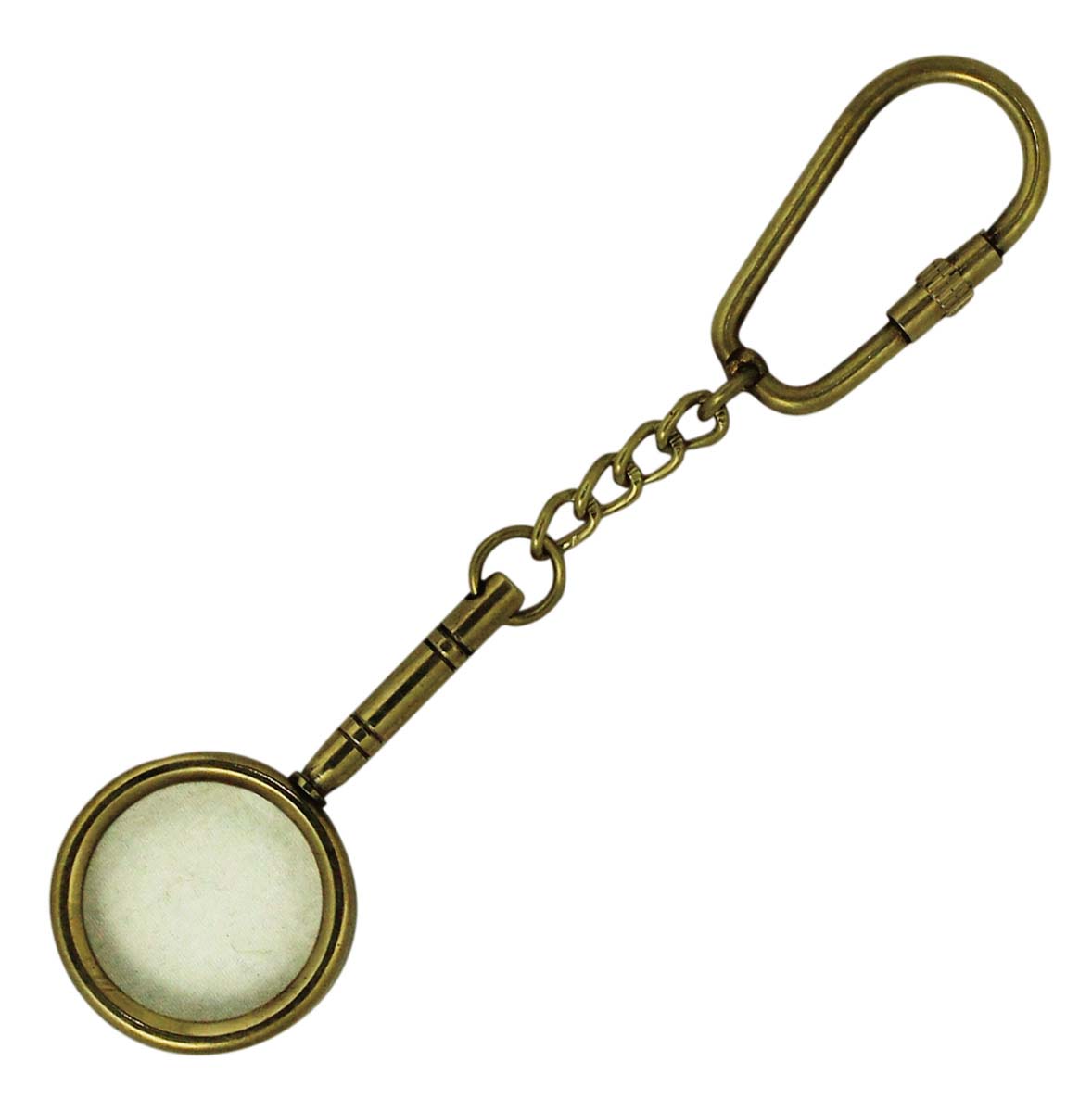 4.9” Golden Magnifying Lens Key Chain in Brass – Vintage-Look Nautical Souvenirs / Gifts / Collectibles from India - Buy in Bulk Wholesale