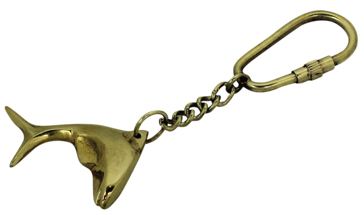 4.5” Golden Dolphin Key Chain in Brass – Vintage-Look Nautical Souvenirs / Gifts / Collectibles from India - Buy in Bulk Wholesale