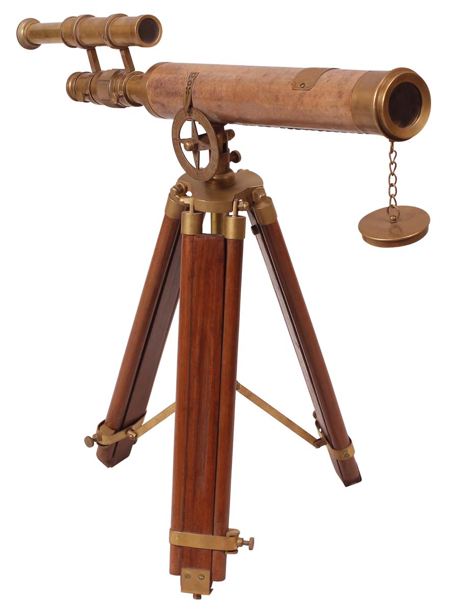 Wholesale Telescopes – Decorative 18” Telescope – Brass Leather & Wood– Mounting Stand – Brown & Golden Color – Nautical Devices in Bulk