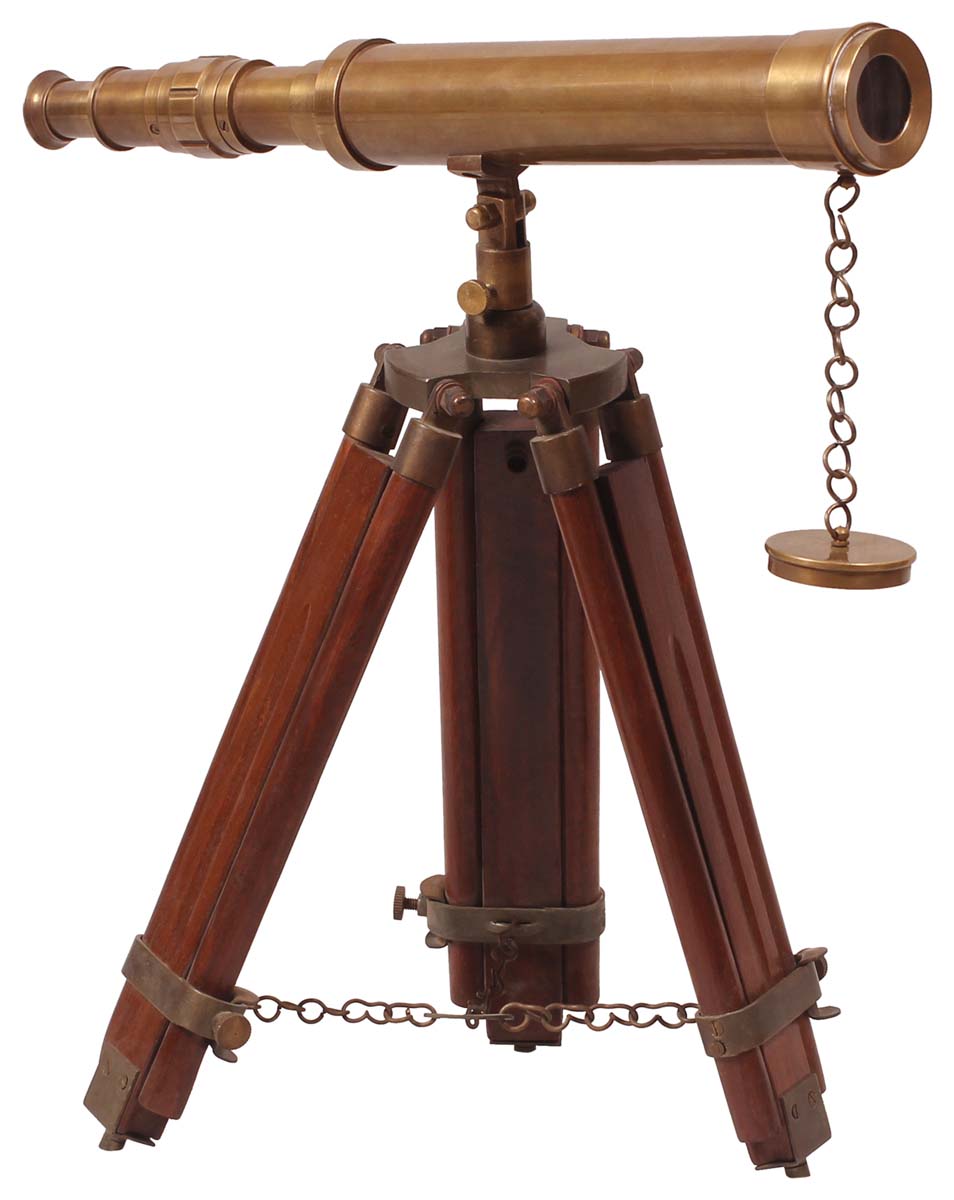 Wholesale Telescopes – Decorative 14” Telescope Made in Brass & Wood – Mounting Stand – Brown & Golden Color – Nautical Devices in Bulk