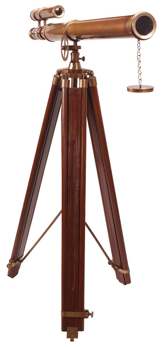 Wholesale Telescopes – Decorative 40” Telescope Cast in Brass – Dull Golden Color Finish – Wooden Mounting Stand – Nautical Devices in Bulk
