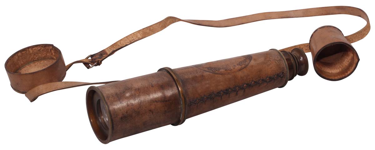 Buy Telescopes in Bulk – Decorative 32” Telescope – Sunshade with Belt – Brass & Leather – Antique-Look – Nautical Décor