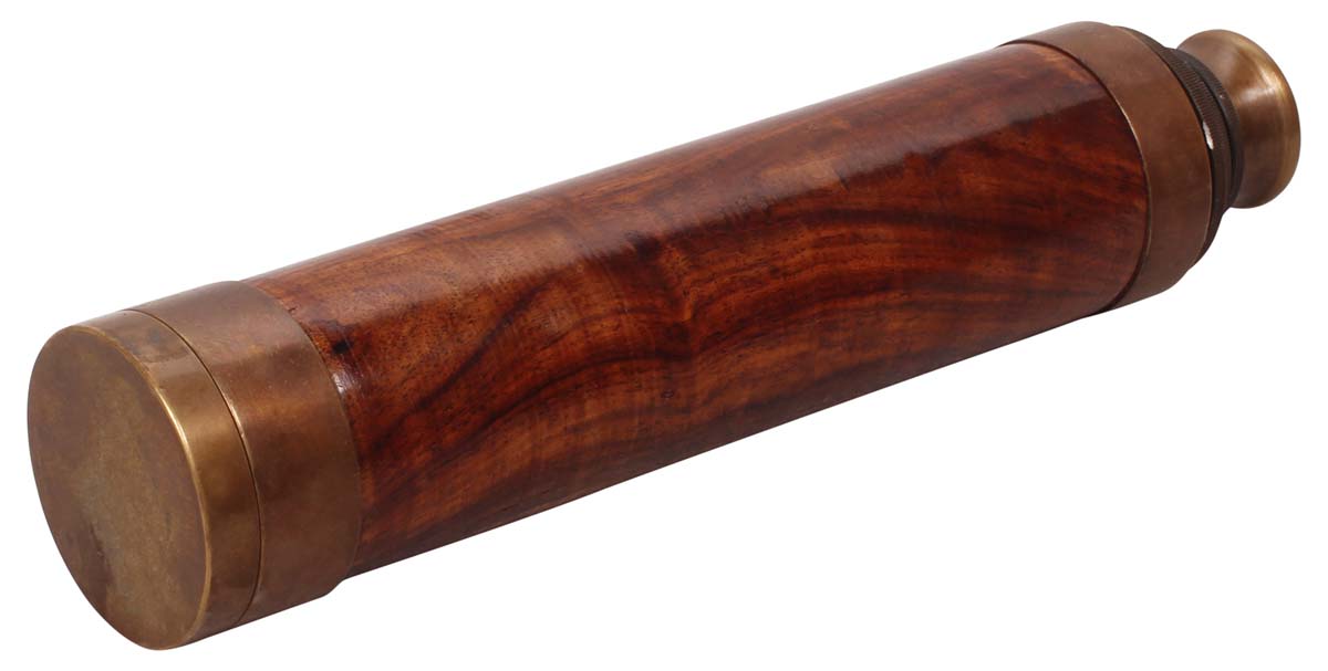 Buy Telescopes in Bulk – Decorative 28” Telescope – Brass & Wood – Dark Brown Antique-Look Finish – Nautical Décor