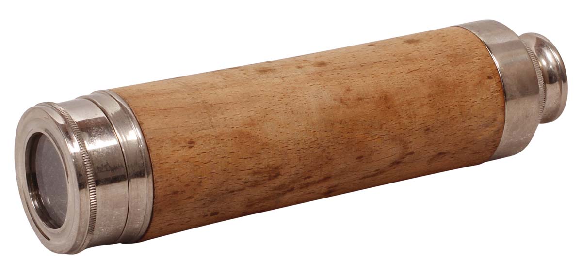 Buy Telescopes in Bulk – Decorative 17” Telescope – Brass & Wood – Light Brown & Silver Color Finish – Nautical Décor