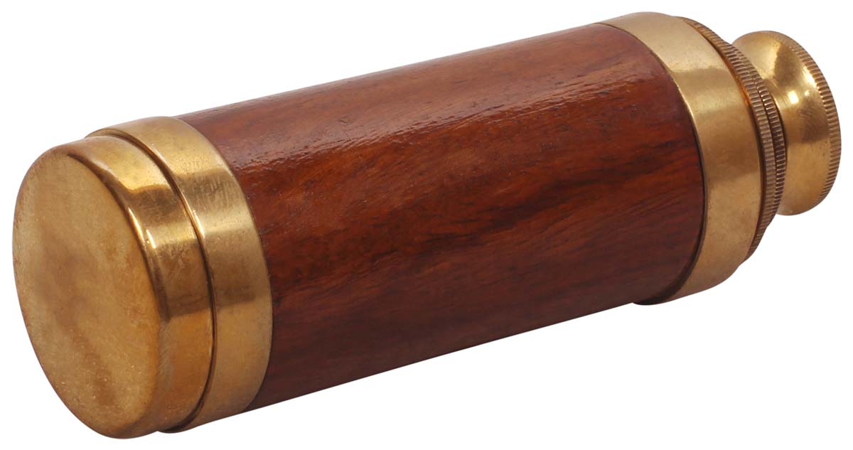 Buy Telescopes in Bulk – Decorative 9” Telescope – Brass & Wood – Brown & Golden Color Finish – Nautical Décor 