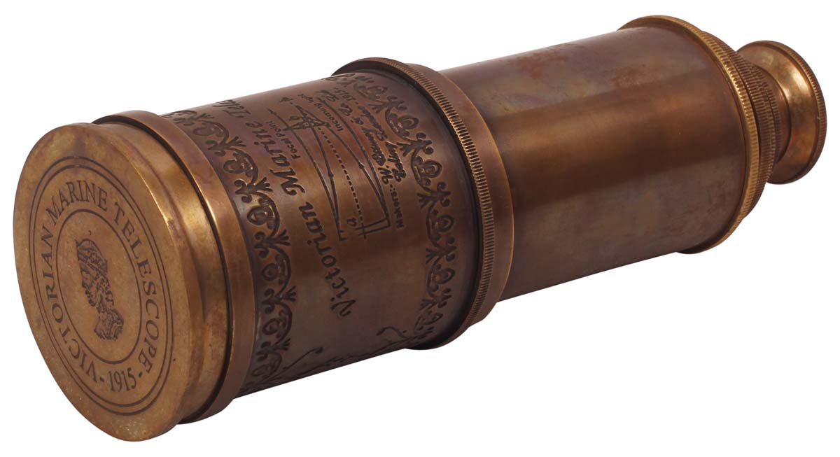 Telescopes for Bulk Sale – Decorative 18” Telescope with Sunshade – Cast in Brass – Leather Case – Antique-Look Finish – Wholesale Nautical Devices