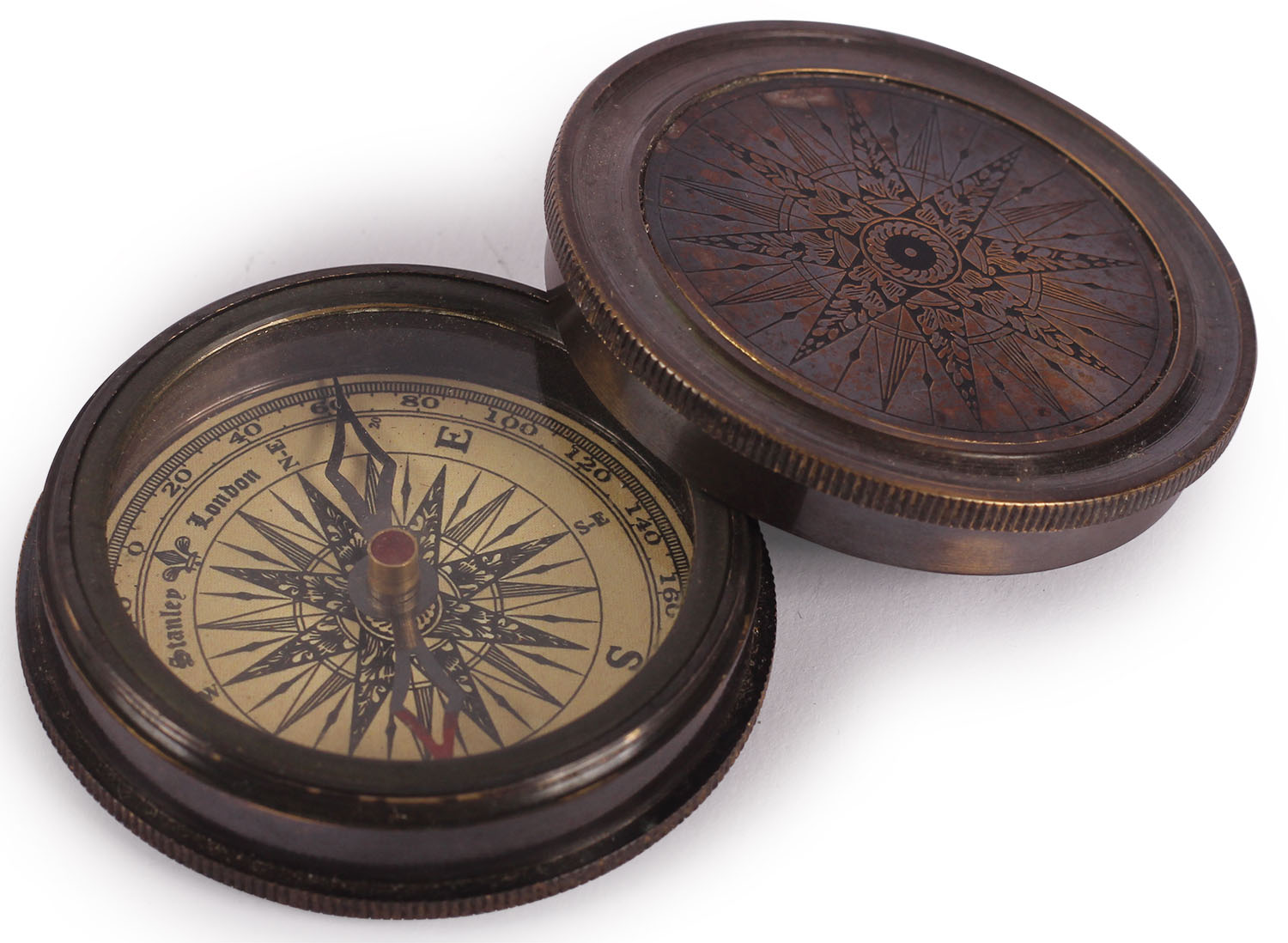 ArtistryBazaar 2” D Small Cute Round Nautical Brass Compass Device - Two Part Engraved Compass & Robert Frost Poem With Dark Blackened Finish – Maritime Directional Navigational Instrument - Marine Replica Collectible – Handy Pocket Size Compass - Great Corporate & Personal Gifts
