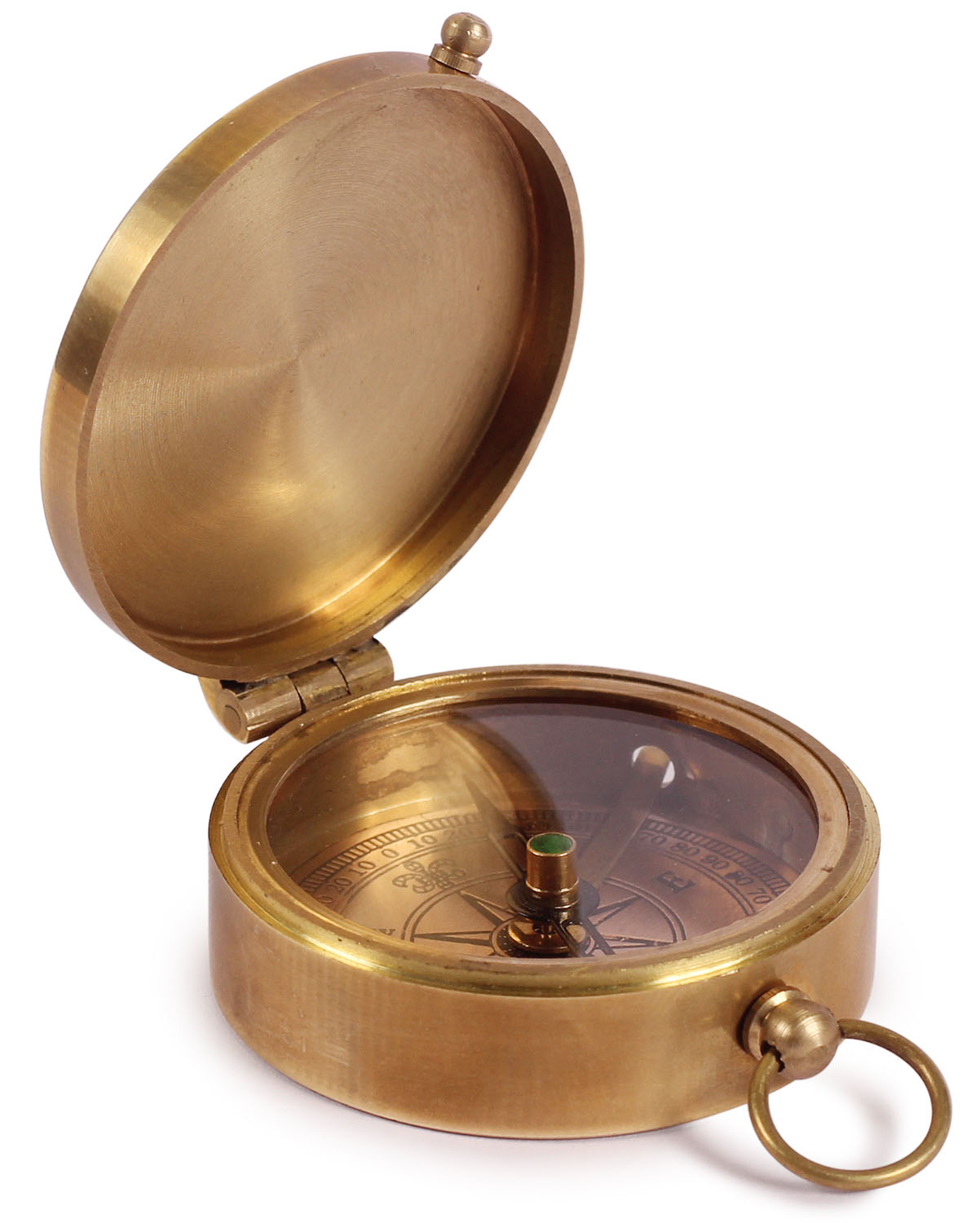 ArtistryBazaar 2” D Small Cute Round Nautical Brass Compass Device - Loop &amp; Slider Push
Button – Golden Tone Finish - Maritime Antique Vintage Look Replica Marine Collectible –
Handy Pocket Size Compass - Great Corporate &amp; Personal Gifts