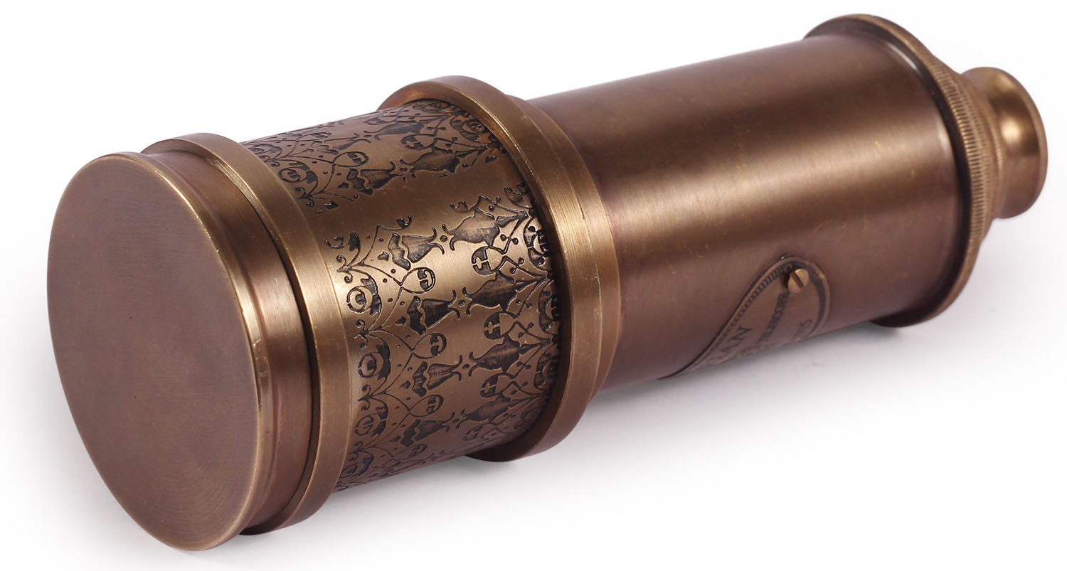 ArtistryBazaar 19” L Handheld Spyglass Marine Brass Telescope With Unscrew Cap In
Wooden Box – Embossed Maritime Antique Vintage Look Monocular Replica Reproduction
Collectible Great - Corporate &amp; Personal Gifts