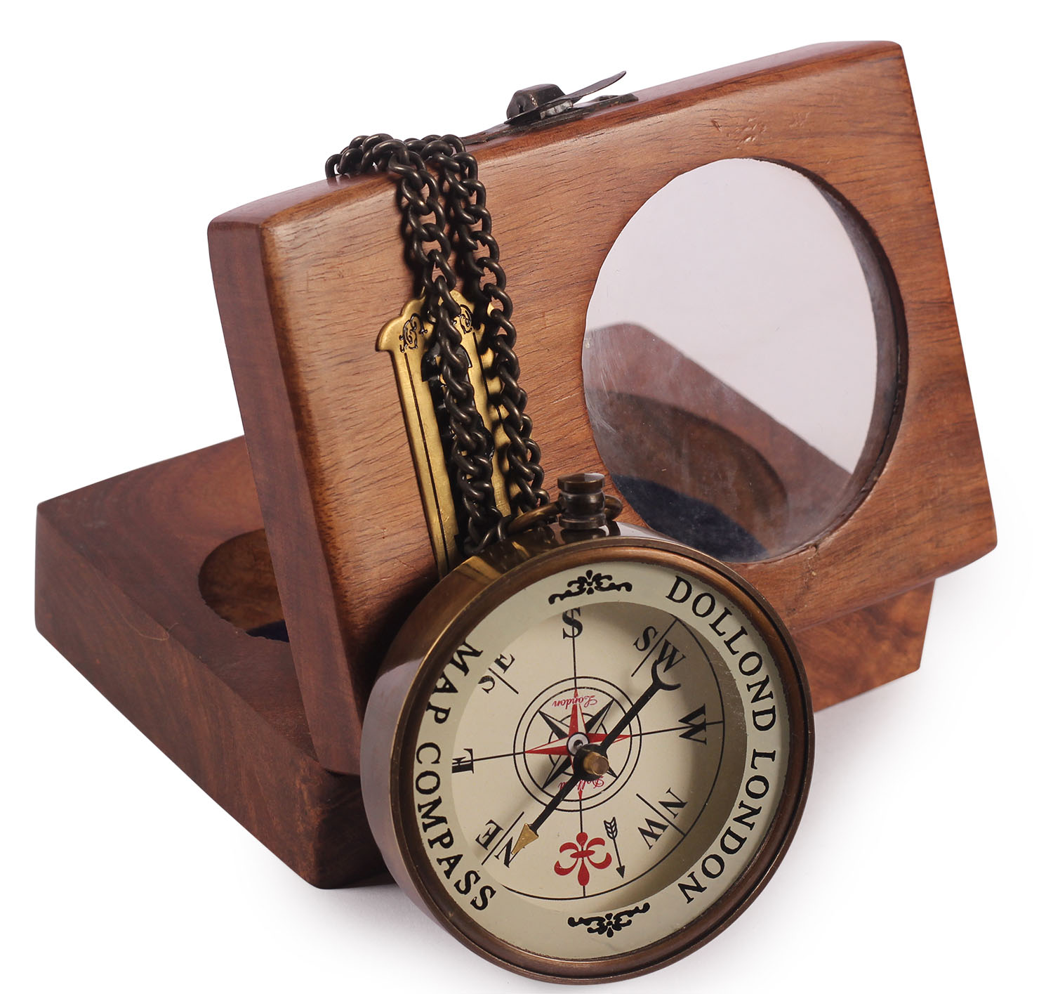 ArtistryBazaar 3” D Small Round Nautical Brass Compass Device With Chain &amp; Wooden
Box – Maritime Antique Vintage Look Replica Marine Collectible – Handy Pocket Size
Compass - Great Corporate &amp; Personal Gifts