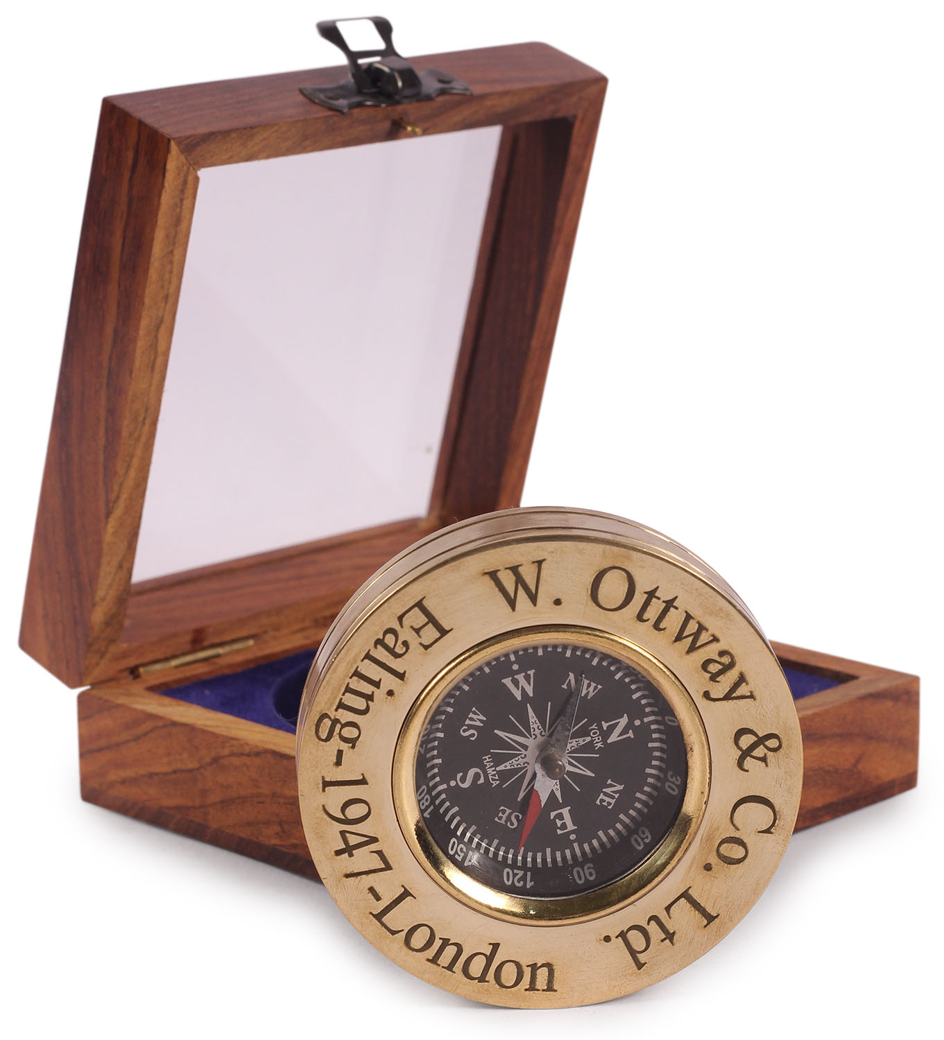ArtistryBazaar 4" W X 1.6" H X 4" L Antique and Unique Compass With Creative Wooden Box / Traveller Birthday, Wedding, Christmas, Anniversary, Baptism, Engraved gift