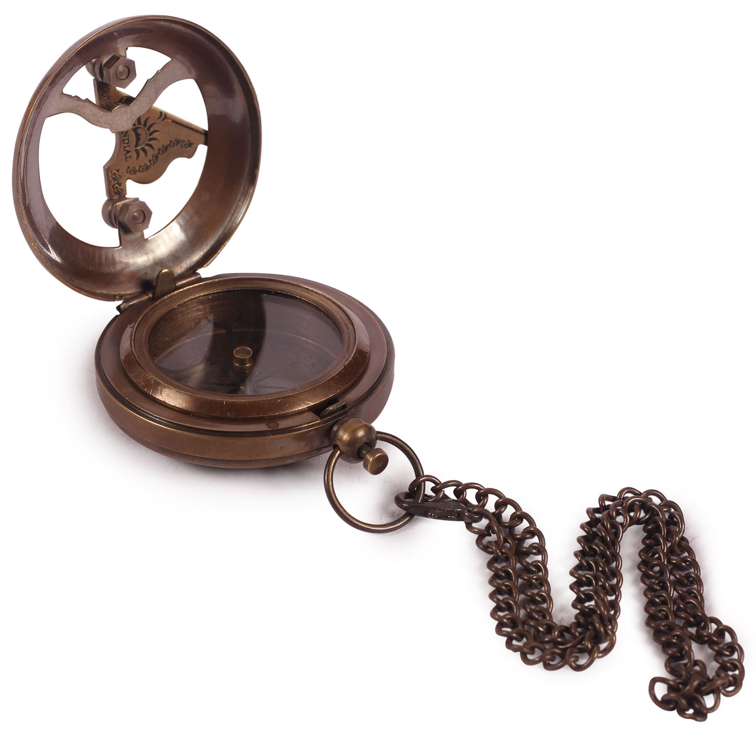 ArtistryBazaar 1.8" W X 0.3" H X 2.2" L Antique and vintage brown compass with string