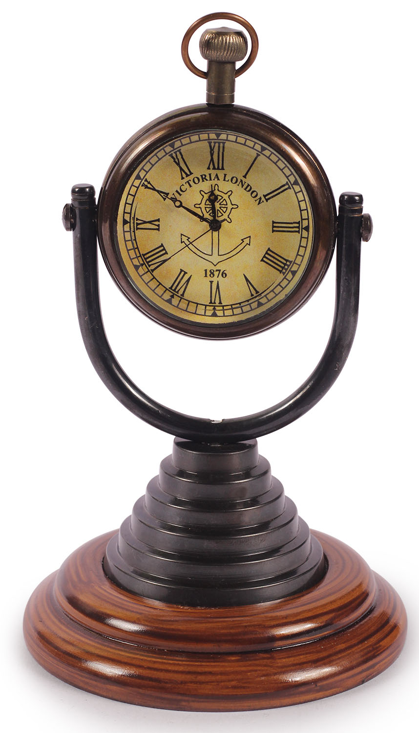 ArtistryBazaar 3.5" W X 5.5" H X 3.5" L Handmade Handicrafts Brass Vintage Antique Table Clock Victoria London Design - A Handcrafted Product for Home  office Decor tabletop