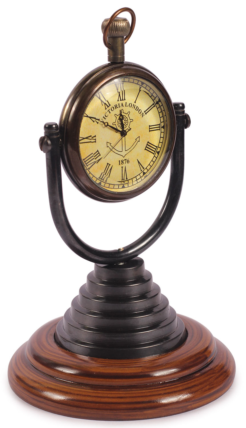 ArtistryBazaar 3.5" W X 5.5" H X 3.5" L Handmade Handicrafts Brass Vintage Antique Table Clock Victoria London Design - A Handcrafted Product for Home  office Decor tabletop