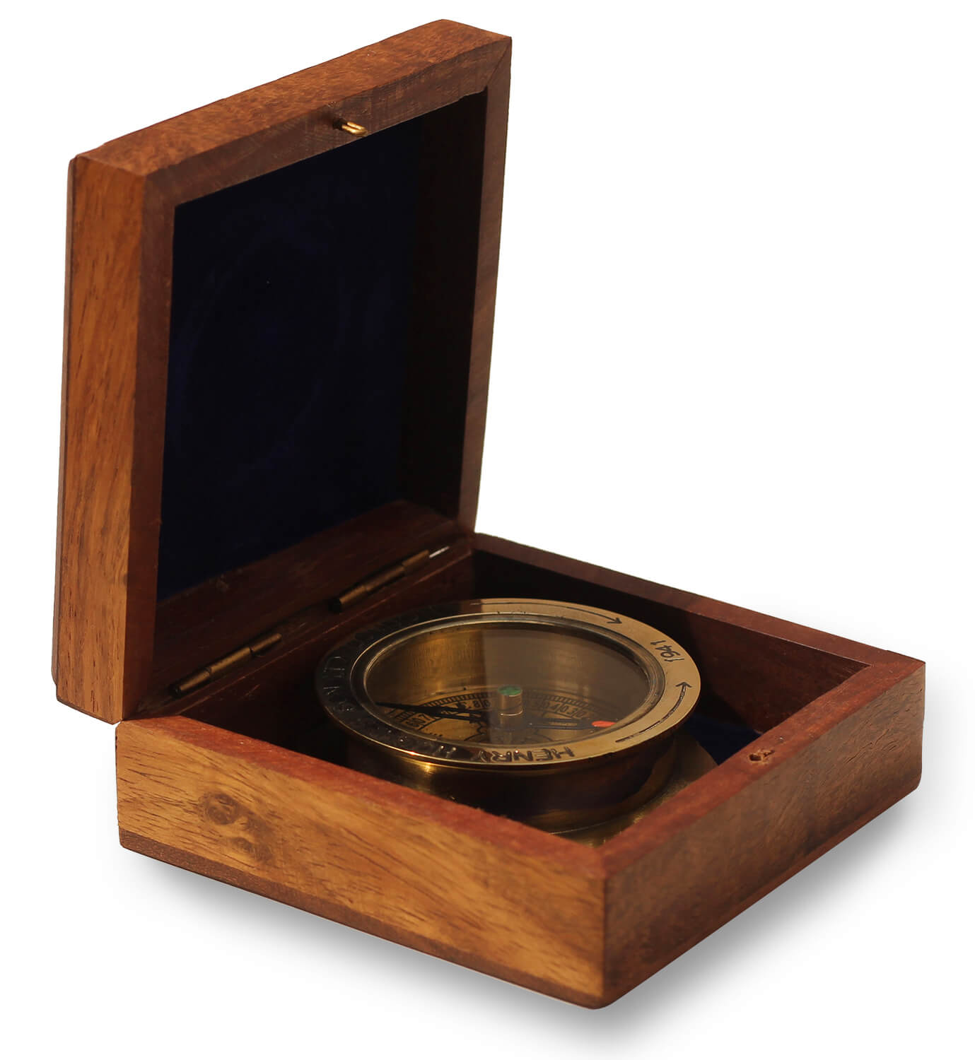 ArtistryBazaar Nautical Marine  Compass with Nautical Solid Wooden Box Vintage Brass Ship Navigate Device Nautical Gift Collection