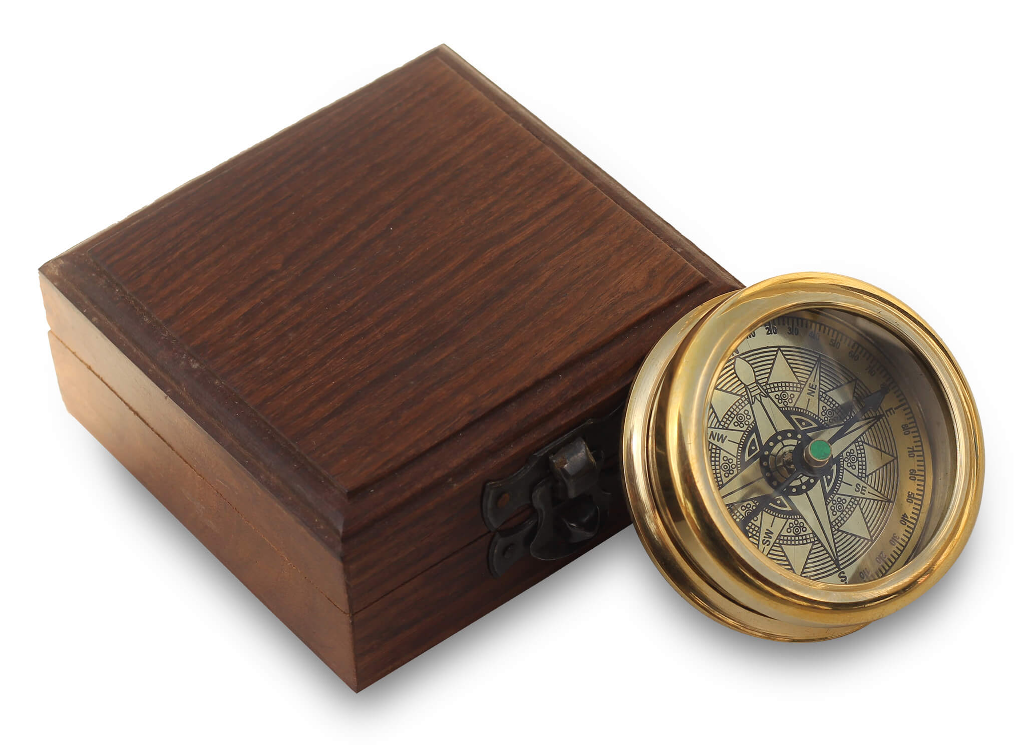 ArtistryBazaar World of Vintage Antique Finish Brass Compass in Wooden Box