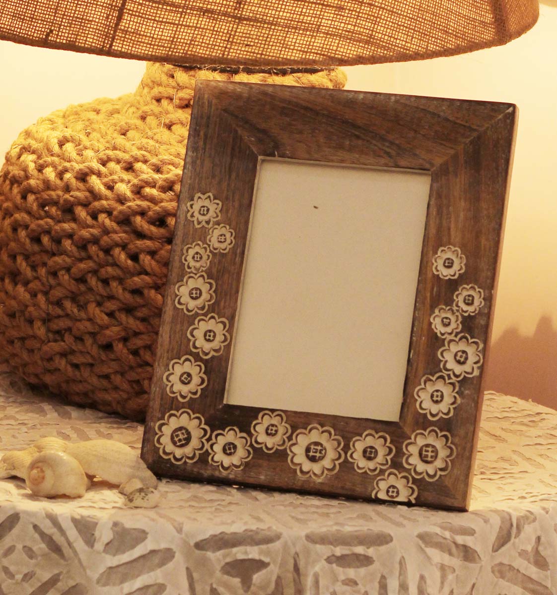Bulk Buy 4.5x6.5 Inches Wooden Picture Frame - Wholesale Handmade Distressed Look Photo Frame with Floral Motifs - Home Decor Picture Frames from India