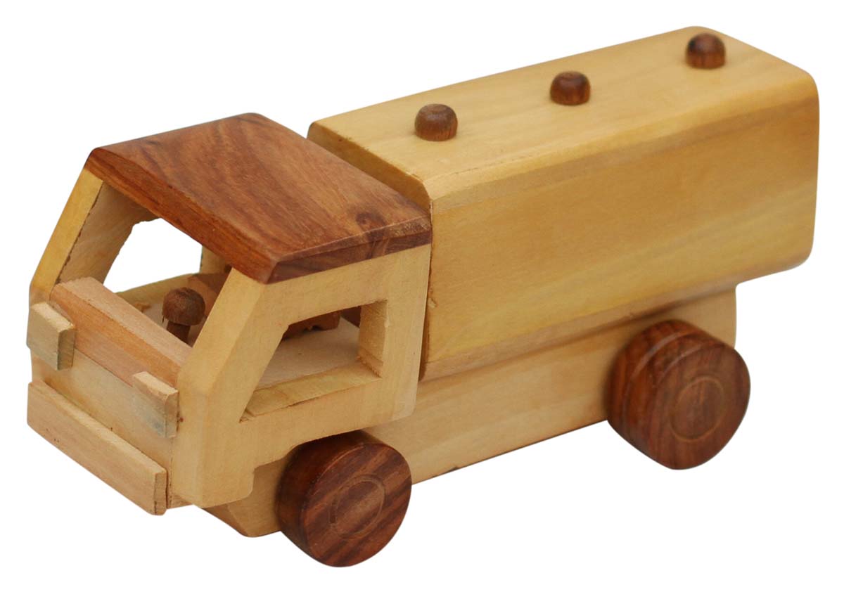 Bulk Wholesale Oil Tanker Toy in Wood – 7” Hand-Crafted Pull Toy with Moving Wheels – Toys & Games / Gifts for Kids from India