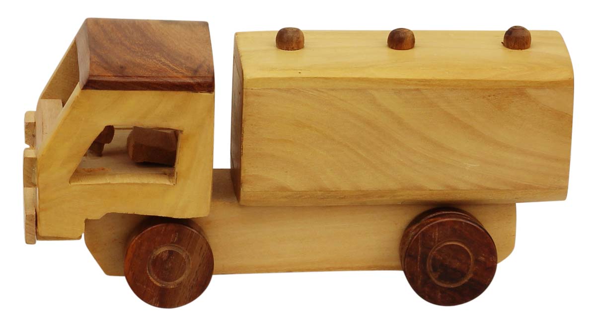 Bulk Wholesale Oil Tanker Toy in Wood – 7” Hand-Crafted Pull Toy with Moving Wheels – Toys & Games / Gifts for Kids from India