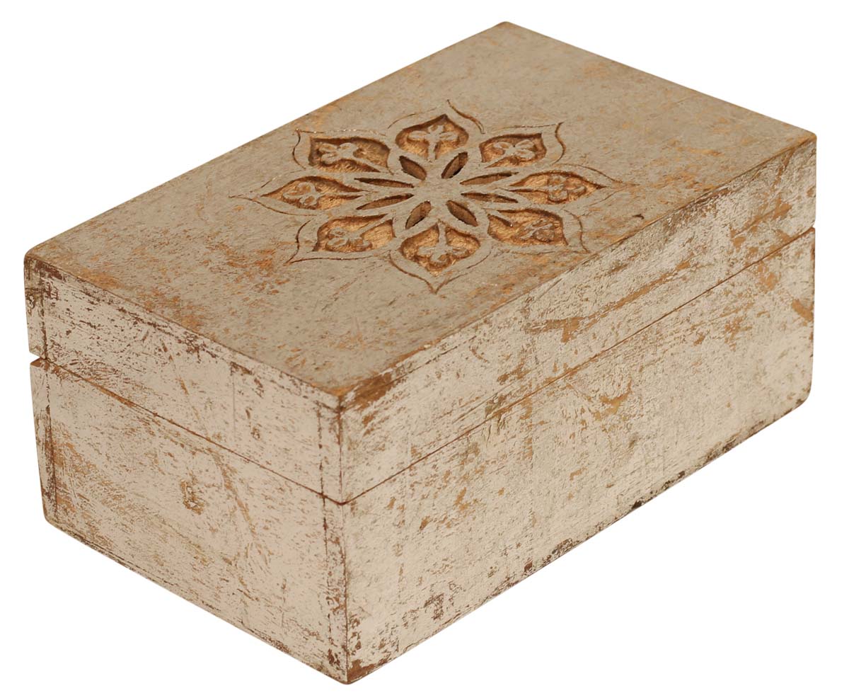Bulk Keepsake/Treasure/Trinket/Jewelry Box - Wooden Shabby Chic Handmade Rectangular Carved Silver-Tone Floral Motif Open-Work Art Decorative Mango Wood Box –  Buy Wholesale Gifts for Her