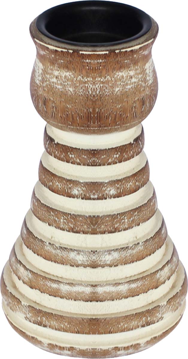 Bulk Wholesale Handmade Pillar Candle Stand in Wood with Ringed Patterns – Shabby Chic Home Décor