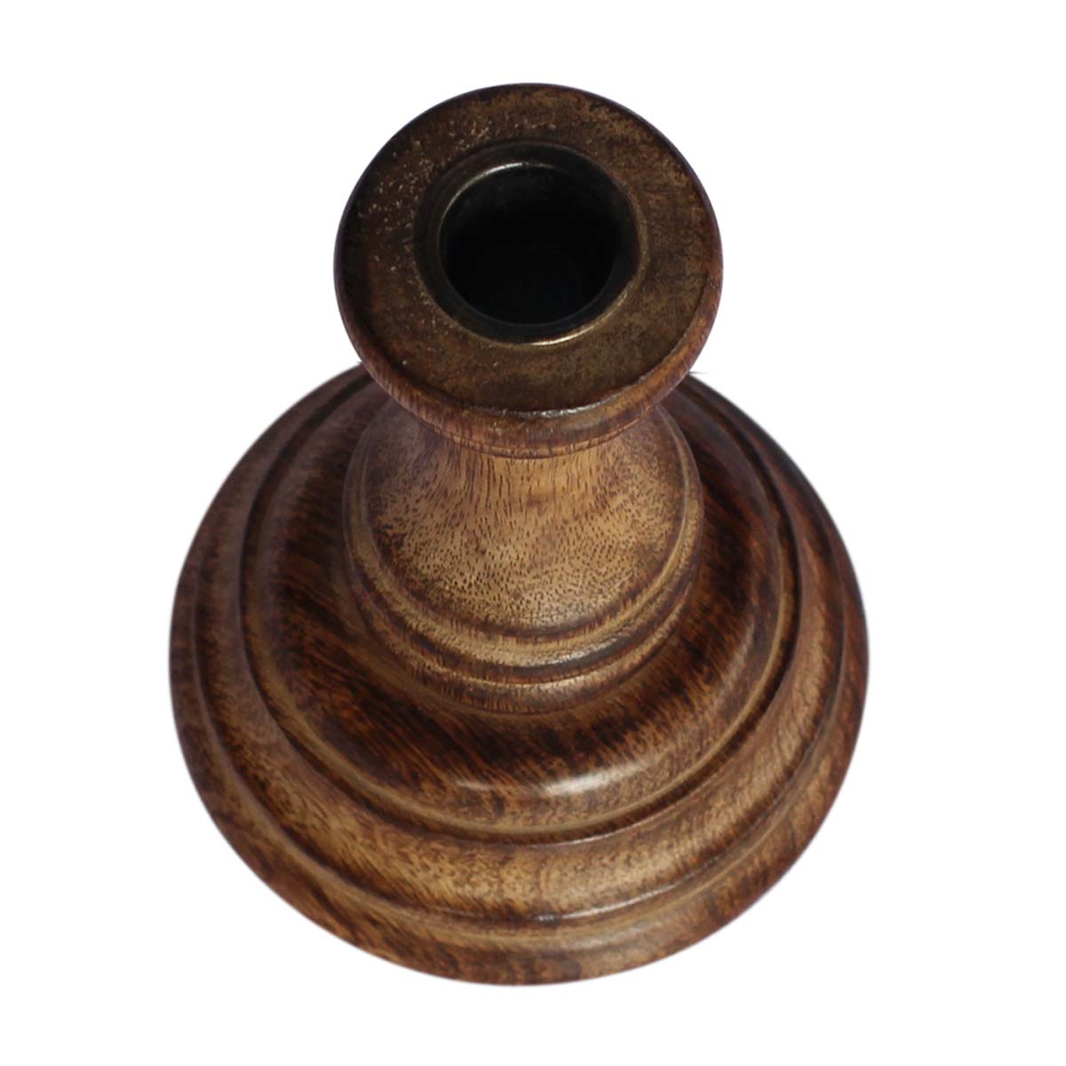 Bulk Wholesale Artistically Hand-Carved Pillar Candle Stand in Wood with Antique-Looks – Exclusive Wooden Art from India