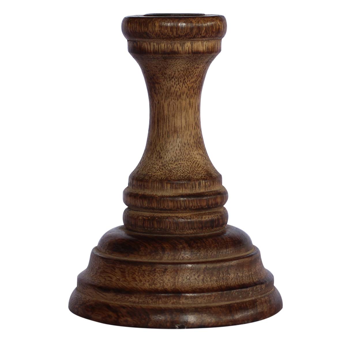 Bulk Wholesale Artistically Hand-Carved Pillar Candle Stand in Wood with Antique-Looks – Exclusive Wooden Art from India