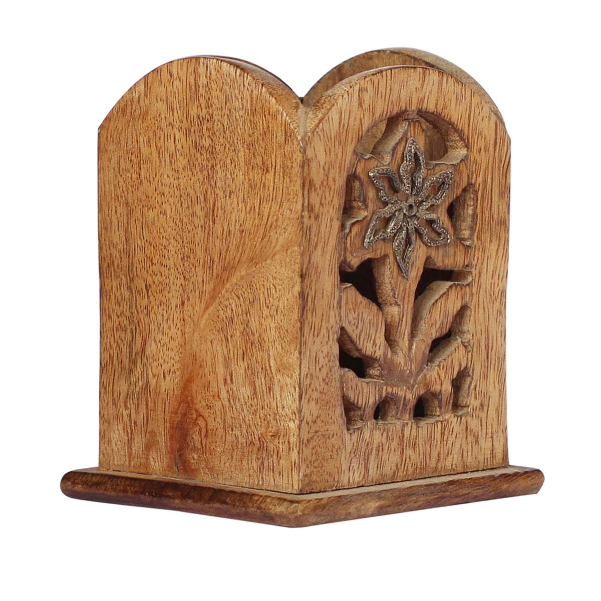 Bulk Wholesale Wooden Pen Stand/Holder/Organizer with Handmade Floral Latticework Carving - Desk Accessories - Home/Office Decor