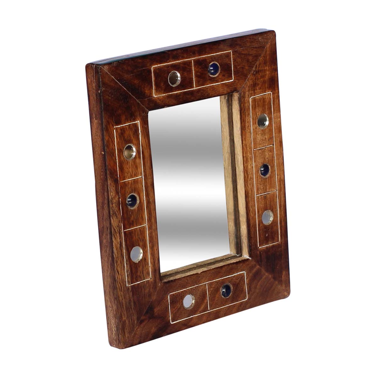 Wholesale Rectangular 8” Table Mirror in Bulk - Handmade Antique-Look Wooden Frame with a Removable Mirror & Mirror Work on the Borders - Home & Table Decor Mirrors from India