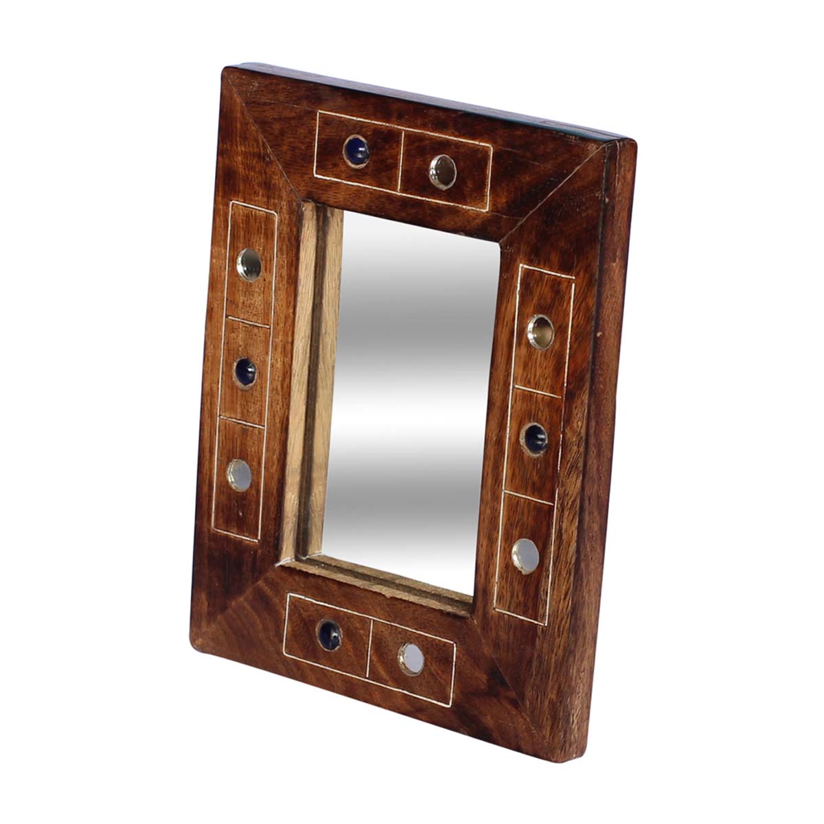 Wholesale Rectangular 8” Table Mirror in Bulk - Handmade Antique-Look Wooden Frame with a Removable Mirror & Mirror Work on the Borders - Home & Table Decor Mirrors from India