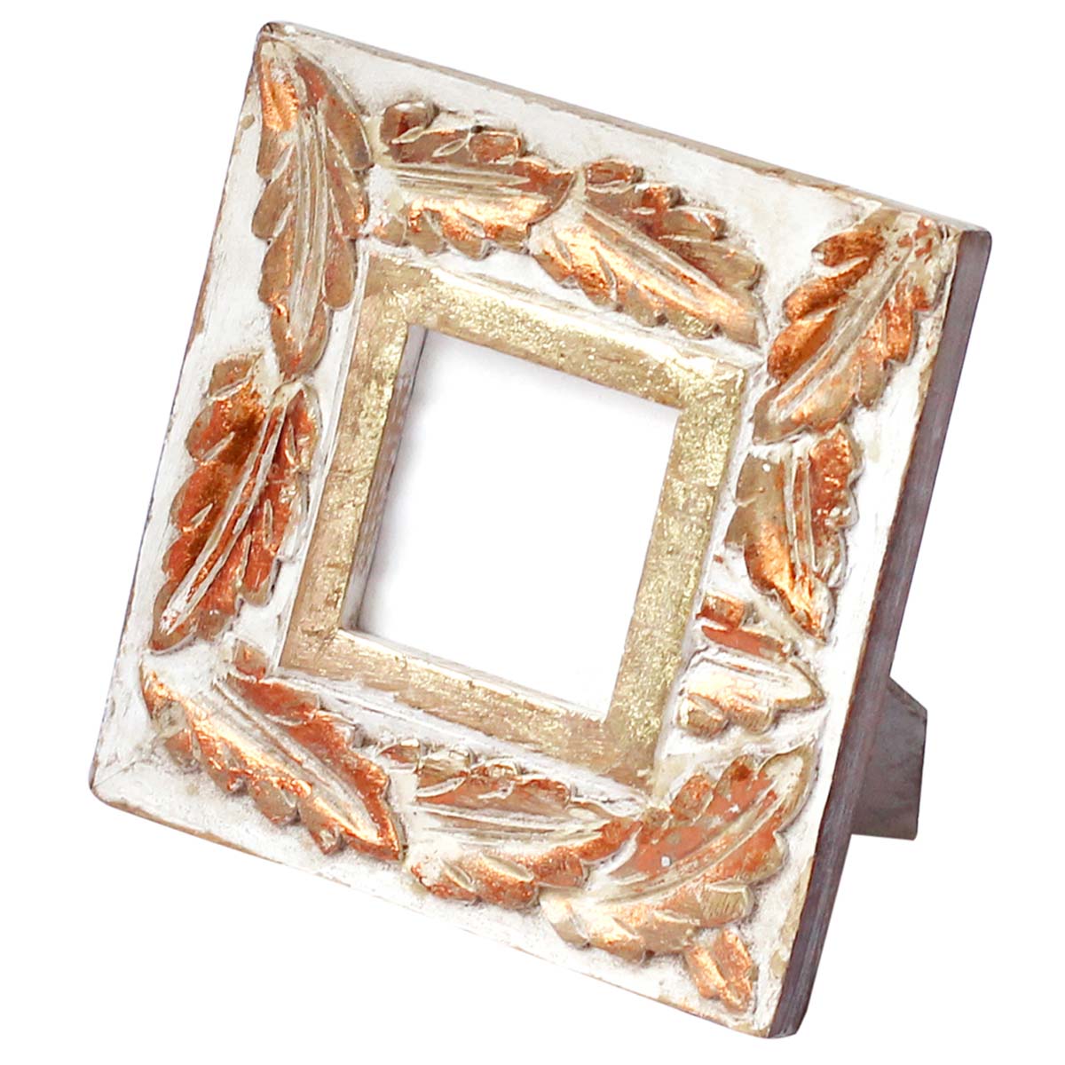 Wholesale Rectangular White and Golden 4x6 Photo/Picture Frame in Wood with Intricate Carving in Leafy Pattern - Bulk Buy Handmade Photo Frame - Home Decor Picture Frame from India
