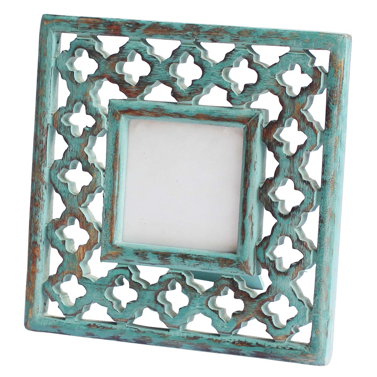 Bulk Buy 4x6” Green Picture Frame - Wholesale Handmade Photo Frame in Wood Decorated with Intricate Carving in Traditional Pattern - Home Decor Accessories from India
