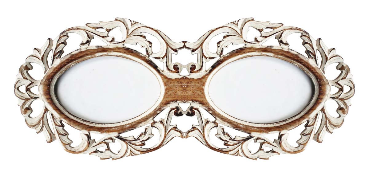 Bulk Buy Double Picture Frame in Shabby Chic Distressed Look - Wholesale Handmade Photo Frame in Wood with Traditional Carving - Home Decor Accessories from India