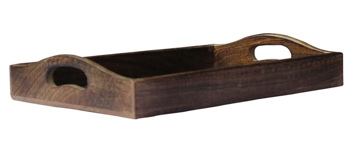 Bulk Wholesale Serving Tray with Wavy Carving in Golden Color - Handmade Wood Kitchen Accessories - Home Essentials