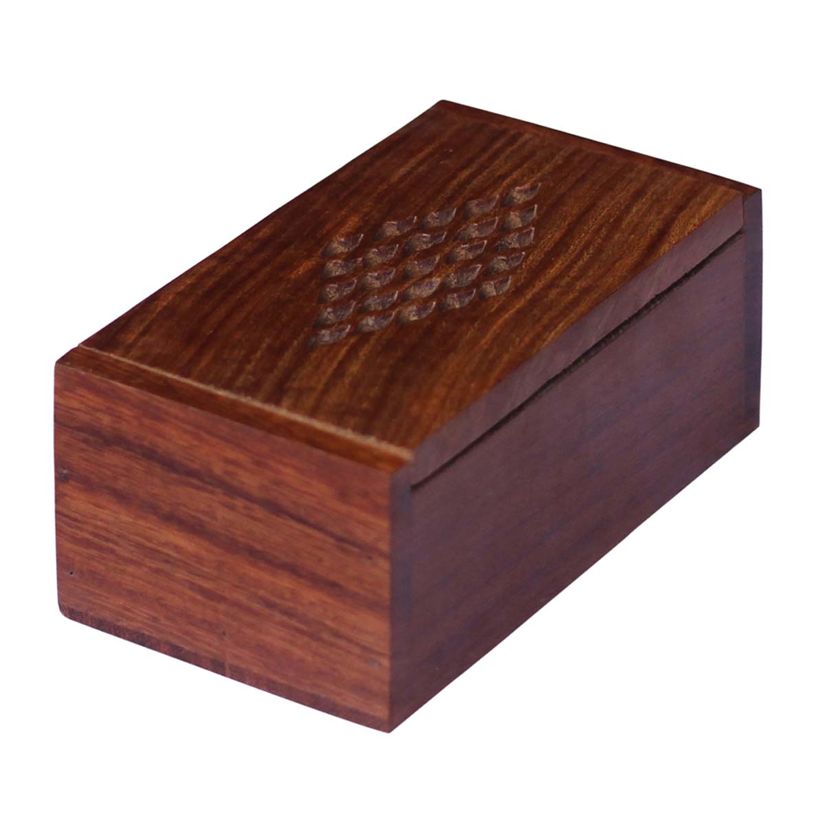 4.4x2.5x2” Wooden Jewelry Box in Bulk - Wholesale Handmade Jewelry Box/Trinket Box with Open-Work Art on Lid from India