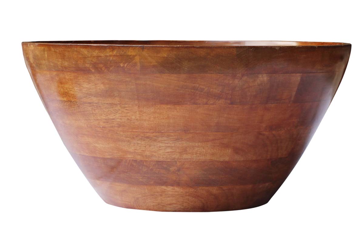 Bulk Wholesale 20x11.4” Large & Deep Round Wooden Colonial Shaped Bowl – Natural Brown – Hotel / Mansion Decoration – Outdoor / Indoor / Garden / Patio Display / Home Decor