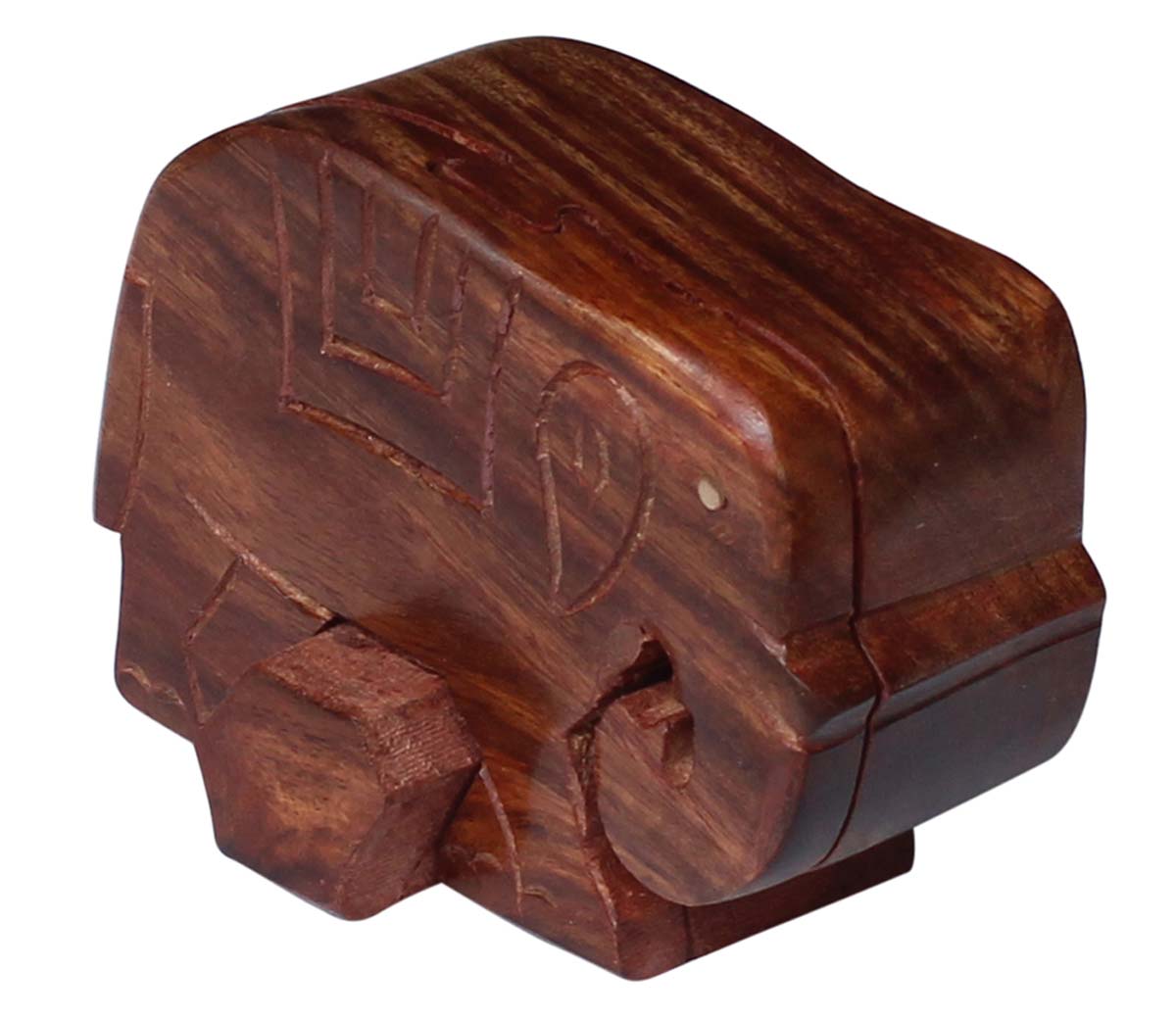 Wholesale Elephant Shaped Puzzle Jewelry Box - Bulk Buy Handmade Wood Elephant Figurine Puzzle Storage Box/Keepsake Box/Trinket Box - Puzzle + Utility Box with Carving from India