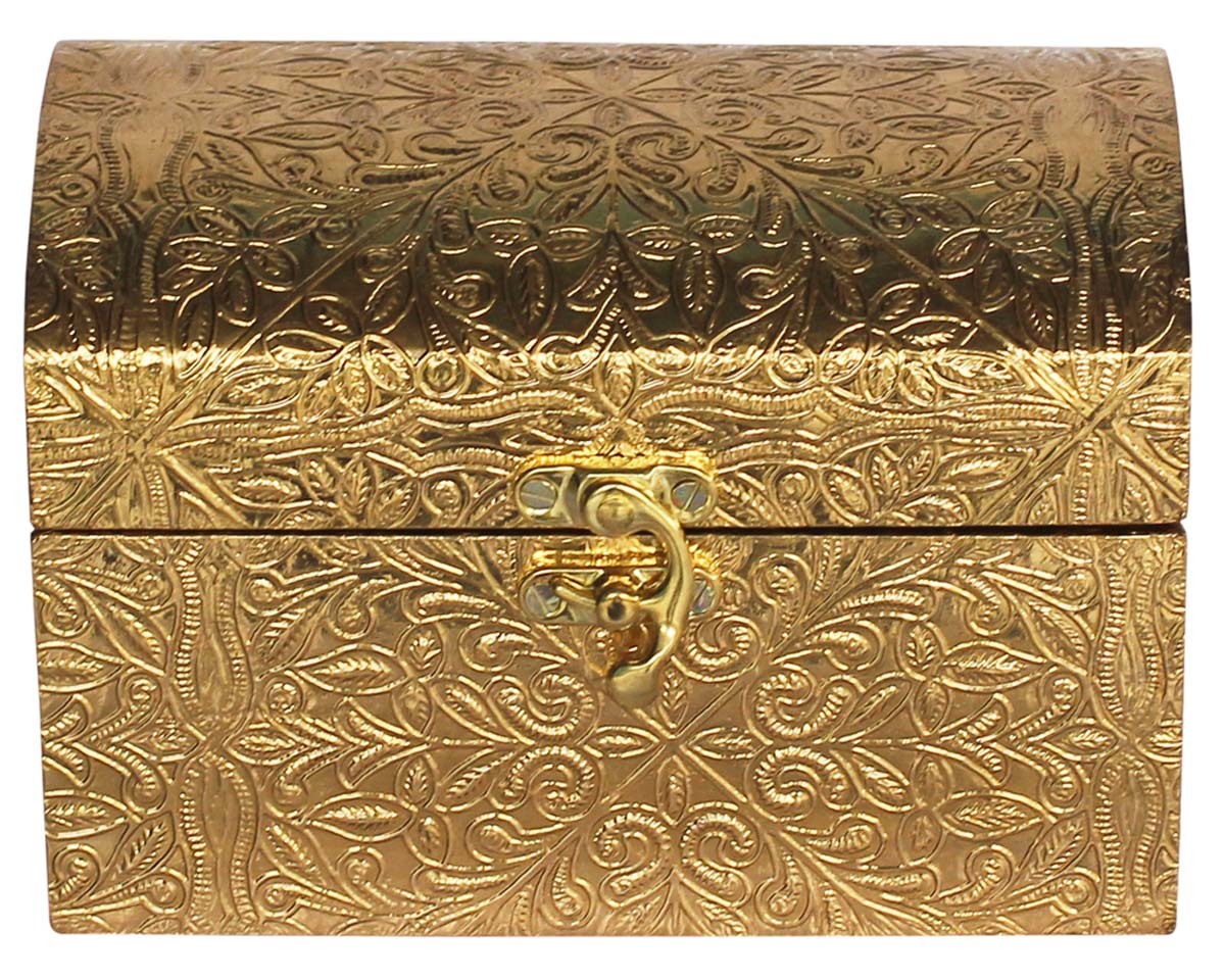 MDF Jewelry Box in Bulk - Wholesale Handmade Jewelry Box/Trinket Box with a Metal Brass Sheet - Crafted with Red Velvet Cloth and Metal Chain Inside from India