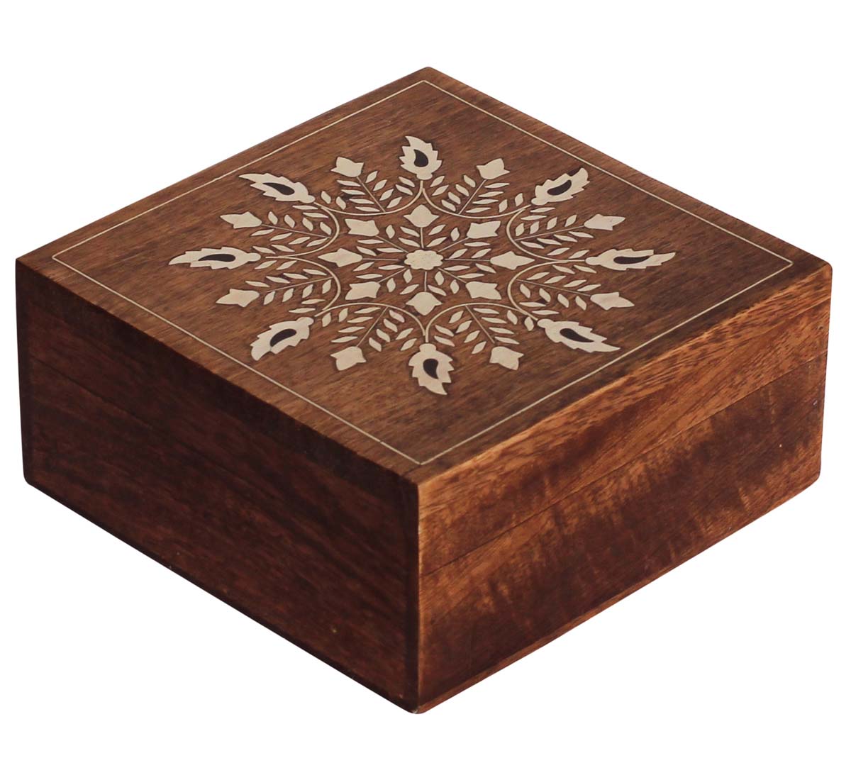 Wholesale Wooden Jewelry Box - Bulk Buy Handmade Wood Storage Box/Keepsake Box/Trinket Box with Acrylic Floral Mandala Inlay Work On Lid