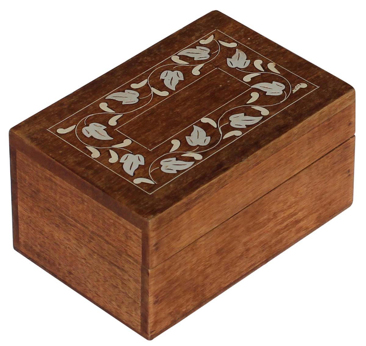 Bulk Buy 6.7x4.4” Wood Rectangular Jewelry Box - Wholesale Handmade Jewelry Box/Trinket Box with Floral Inlay Work from India