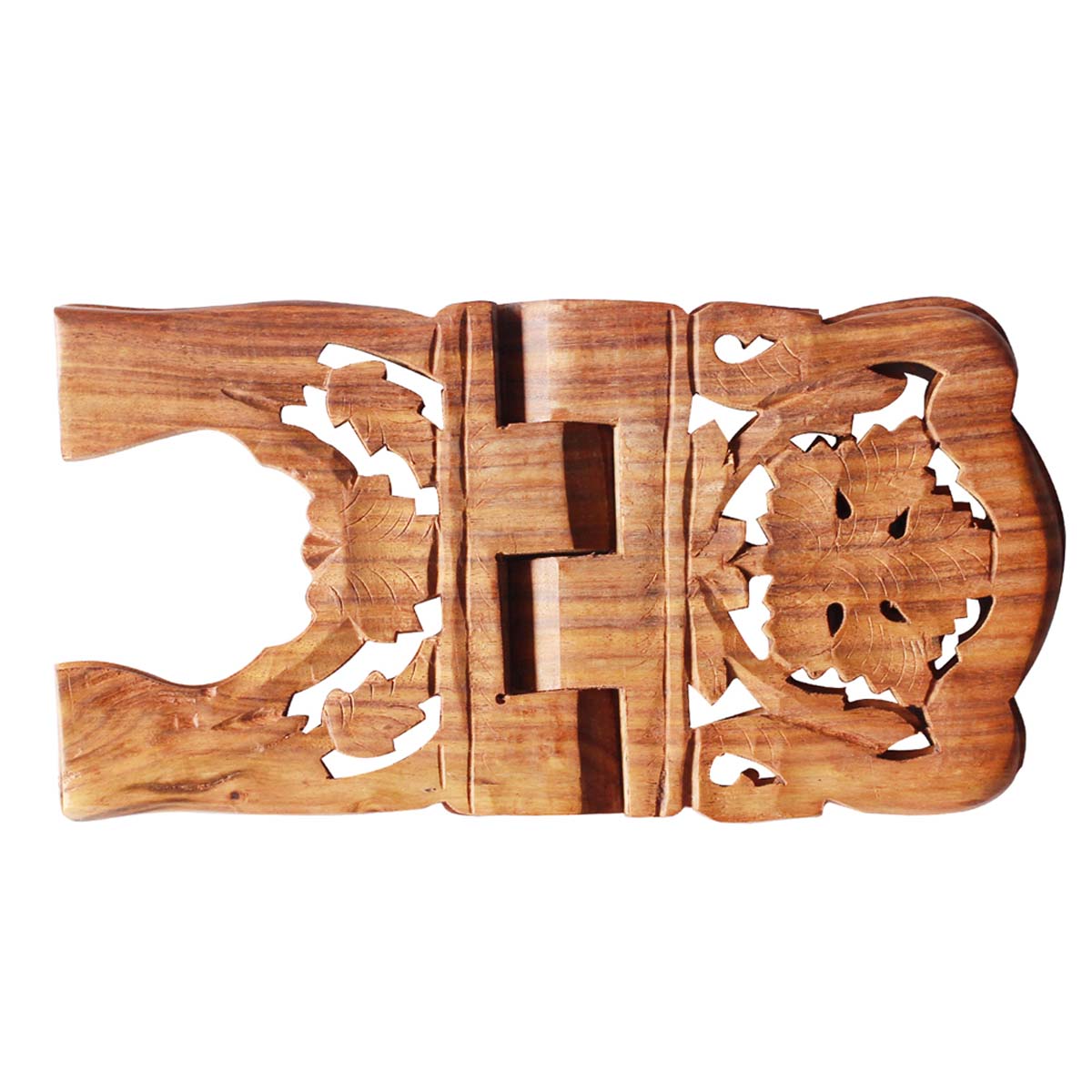 Bulk Wholesale Handmade Mango-Wood Book Stand / Organizer in Brown – Old-Look Book Holders with Traditional Style Carving