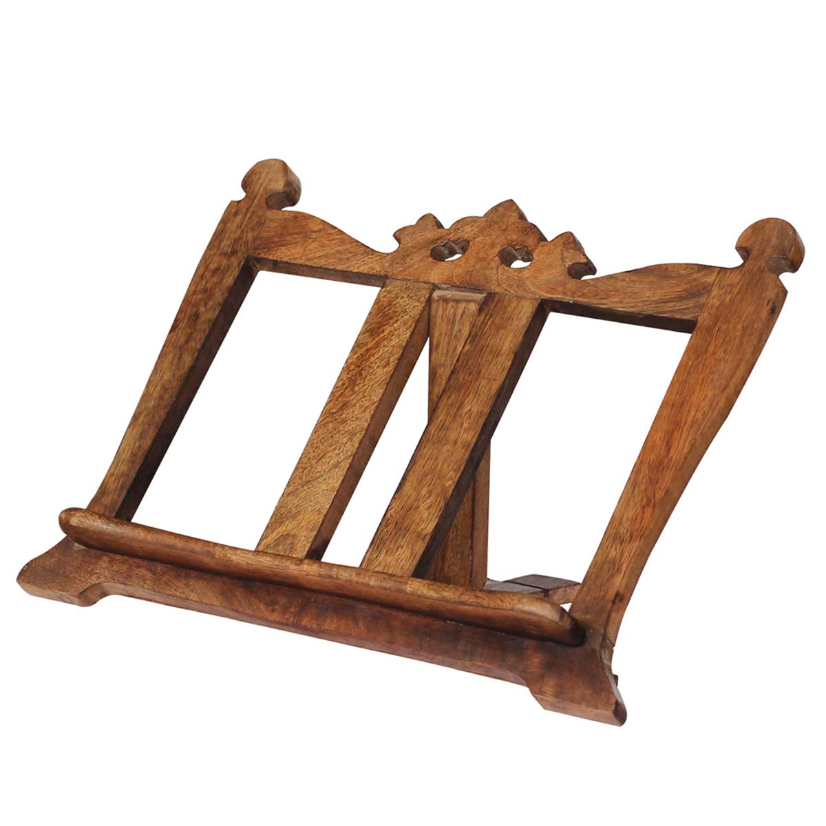 Wholesale Wooden Rehal Book Reading Stand/Holder in Bulk - Hand Carved 11x15” Wood Book/Magazine Stand - Antique-Look Book Holders with Traditional Style Carving - Home Decor Books Accessories from India