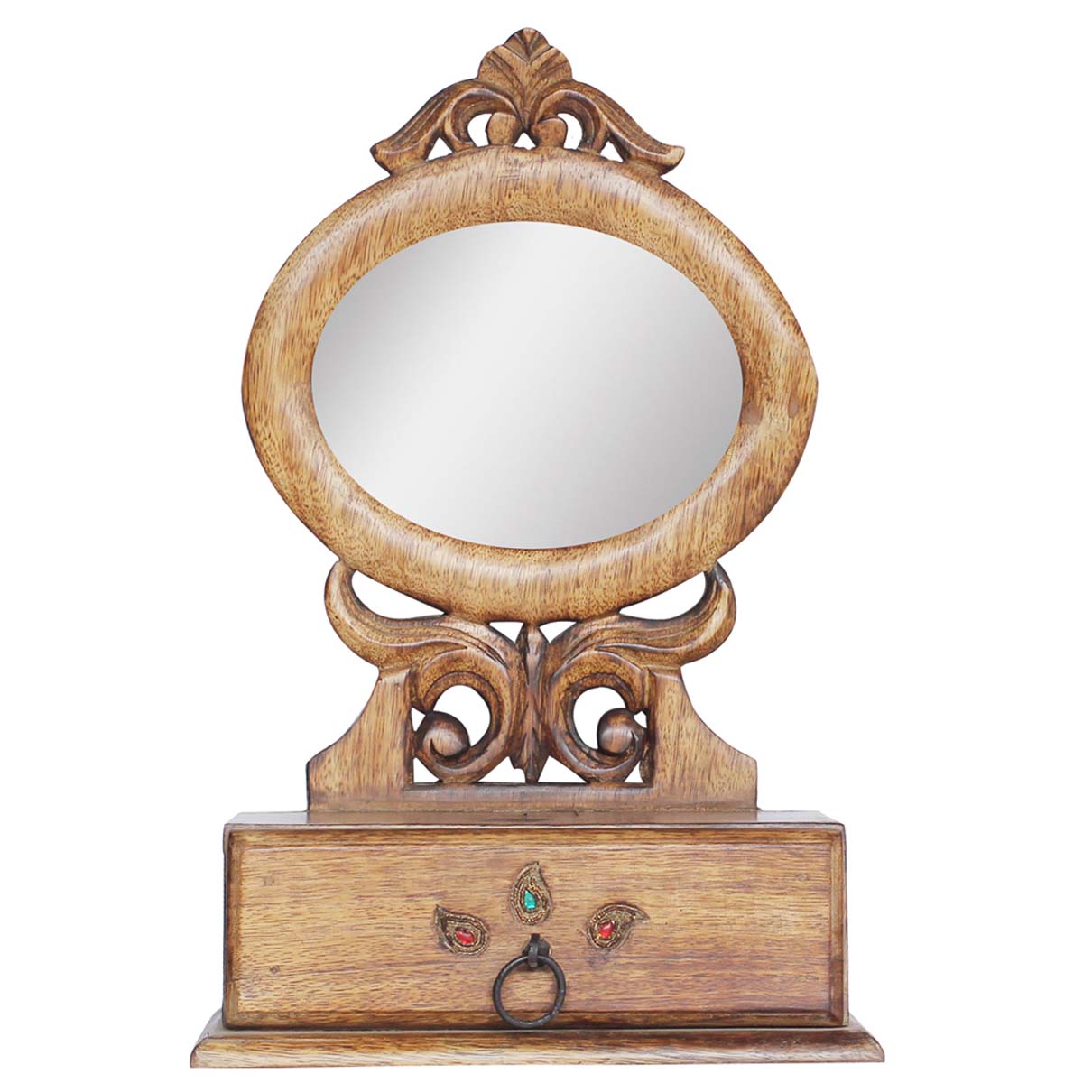 Source Wooden Make-Up Organizer in Bulk - Wholesale Handmade Make-Up Organizer with a Mirror & a Drawer from India