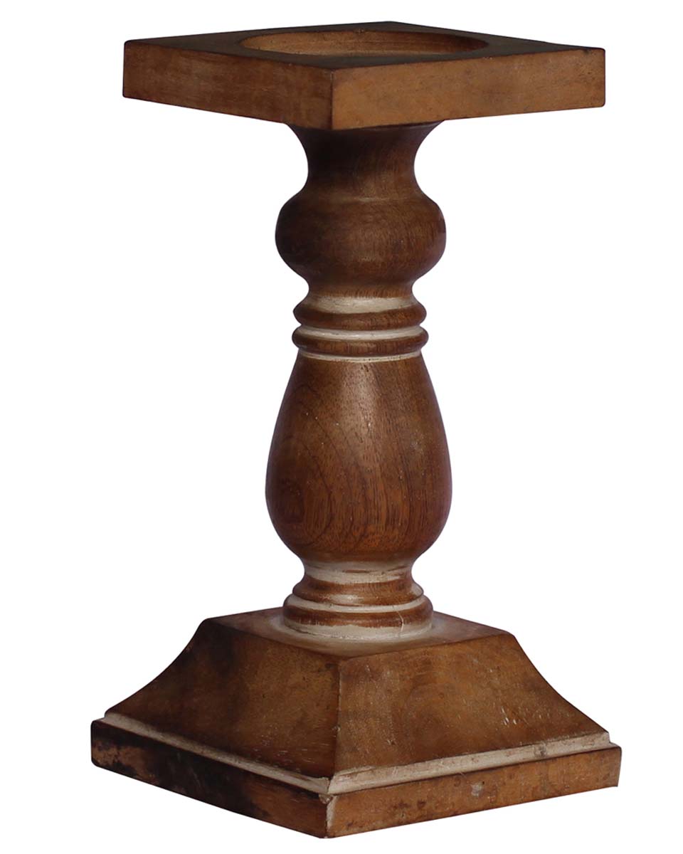 Bulk Wholesale Hand-Carved Wood Pillar Candle Stand / Holder in Natural finish – Decorative Candle Stands – Home / Office Décor 