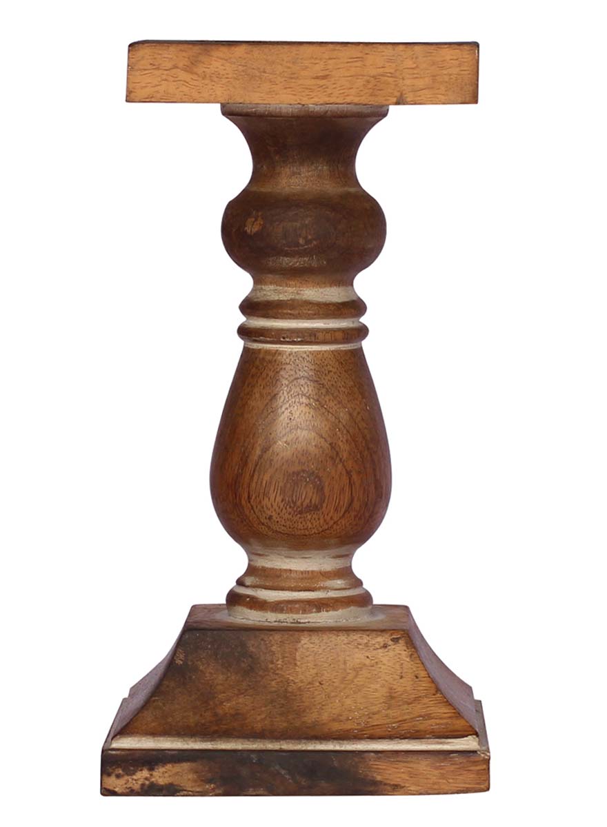 Bulk Wholesale Hand-Carved Wood Pillar Candle Stand / Holder in Natural finish – Decorative Candle Stands – Home / Office Décor 
