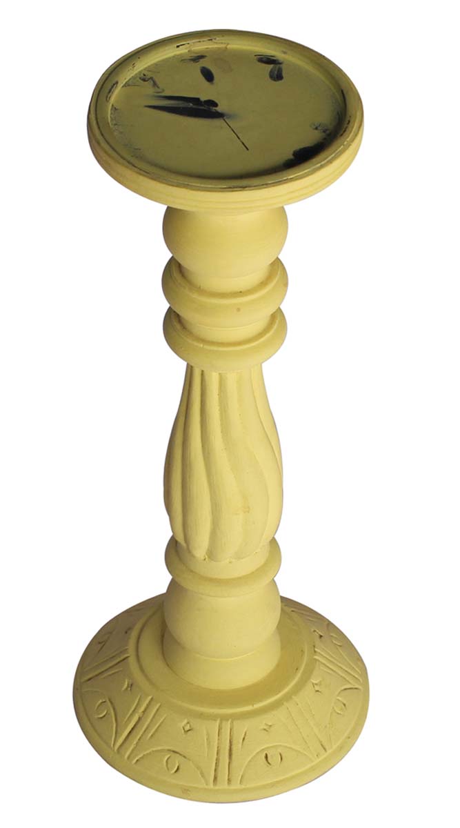 Bulk Wholesale Handmade Wooden Pillar Candle Stand / Holder in Striking Yellow Color – Colorful Candle Décor  