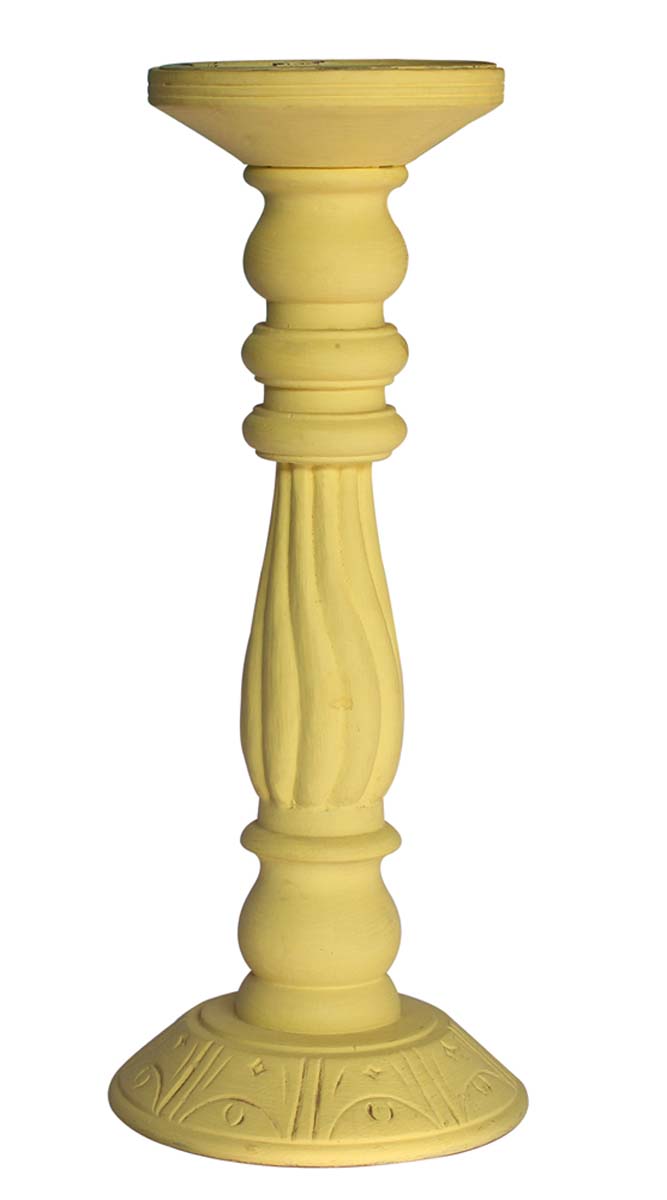 Bulk Wholesale Handmade Wooden Pillar Candle Stand / Holder in Striking Yellow Color – Colorful Candle Décor  