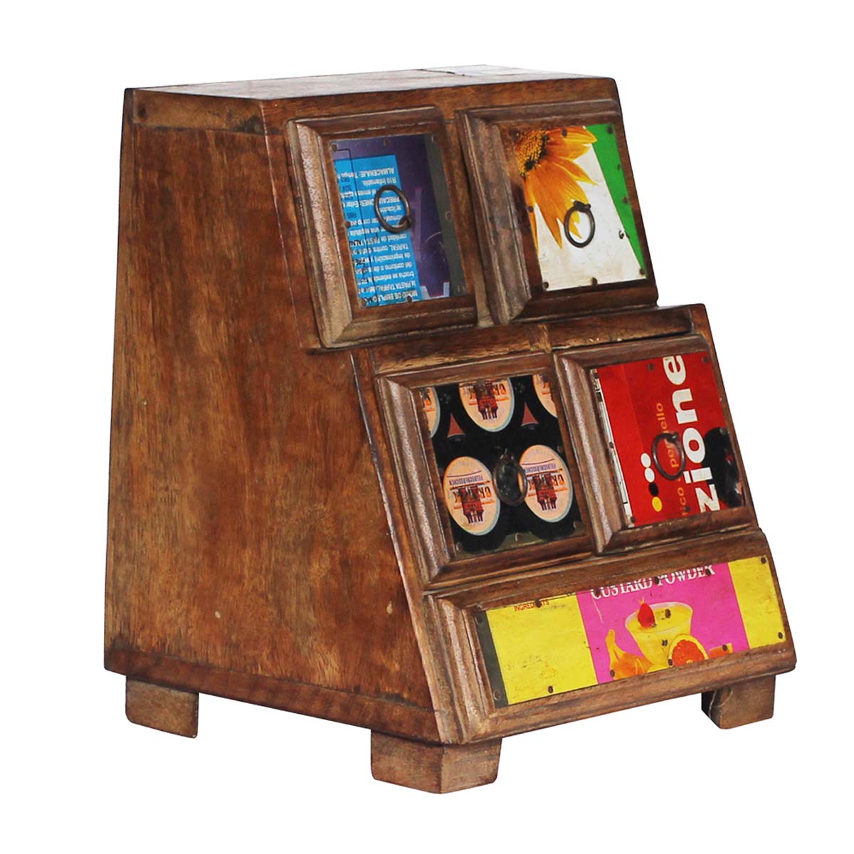 Bulk Buy 8” Wooden Jewelry Box - Wholesale Handmade Jewelry Box/Trinket Box with Multiple Drawers & Colorful Prints from India