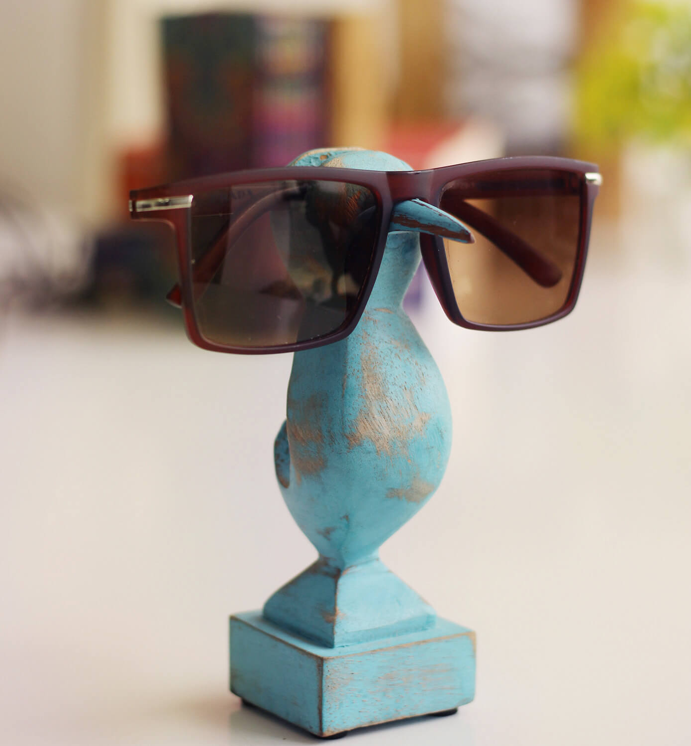 ArtistryBazaar Handmade 2" W X 6" H Wooden handcrafted wooden spectacles stand glass holder bird shape for men and women
