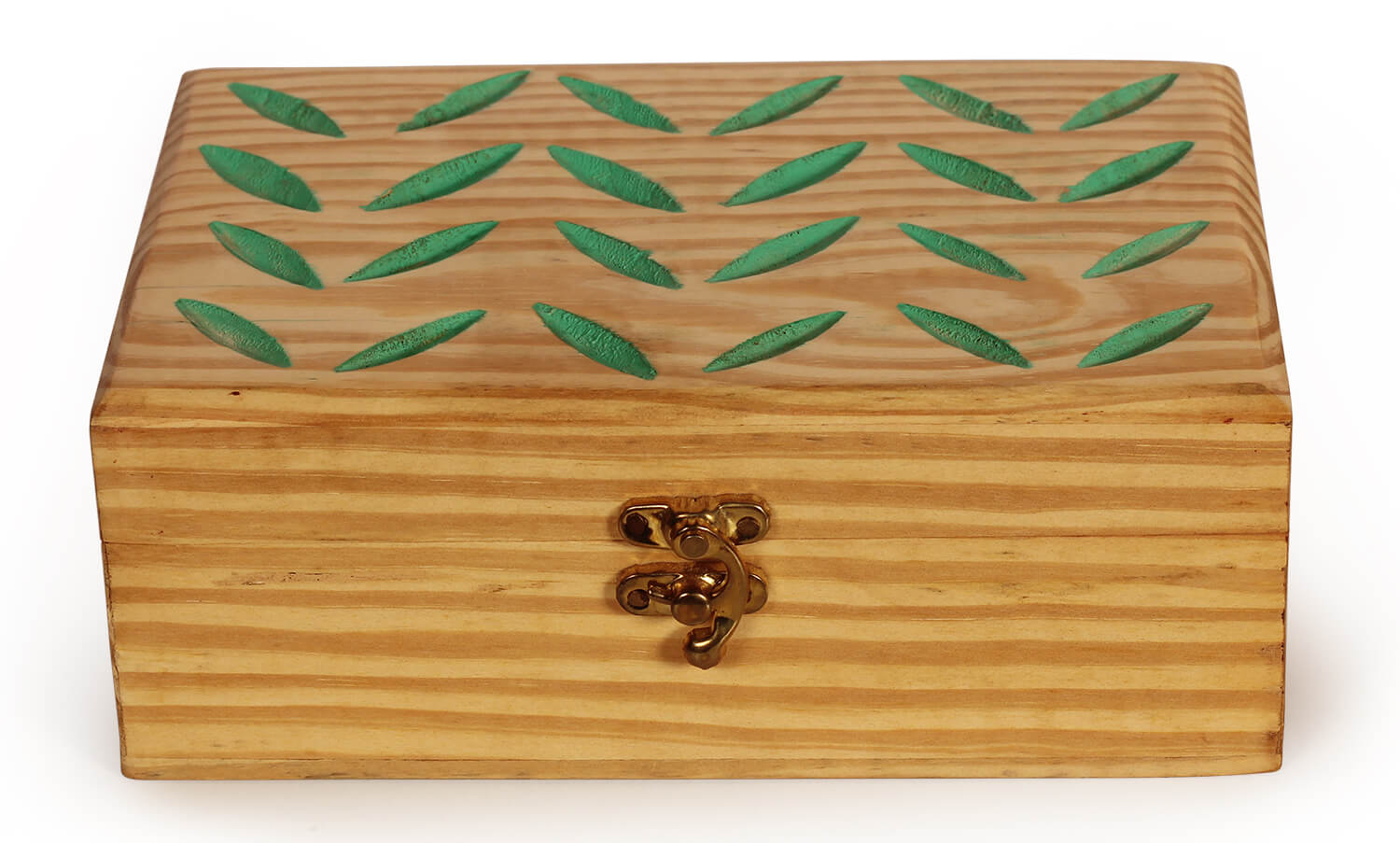 Artistry Bazaar 8.5" L X 5.5" W X 3" H Green Leaf  Design jewelry box Multipurpose Use As Jewelry Storage, Watch, earrings, ring, makeup, Gifts for women and girls